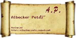 Albecker Pető névjegykártya